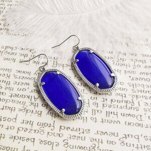 Kendra Scott Elle Cobalt Cat's Eye Silver Earrings